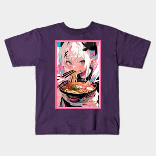 Cute Anime Girl |  Ramen Noodles | Hentaii Chibi Kawaii Design Kids T-Shirt